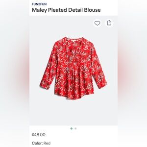 Fun 2 Fun XXL Red Floral Blouse Stitch Fix